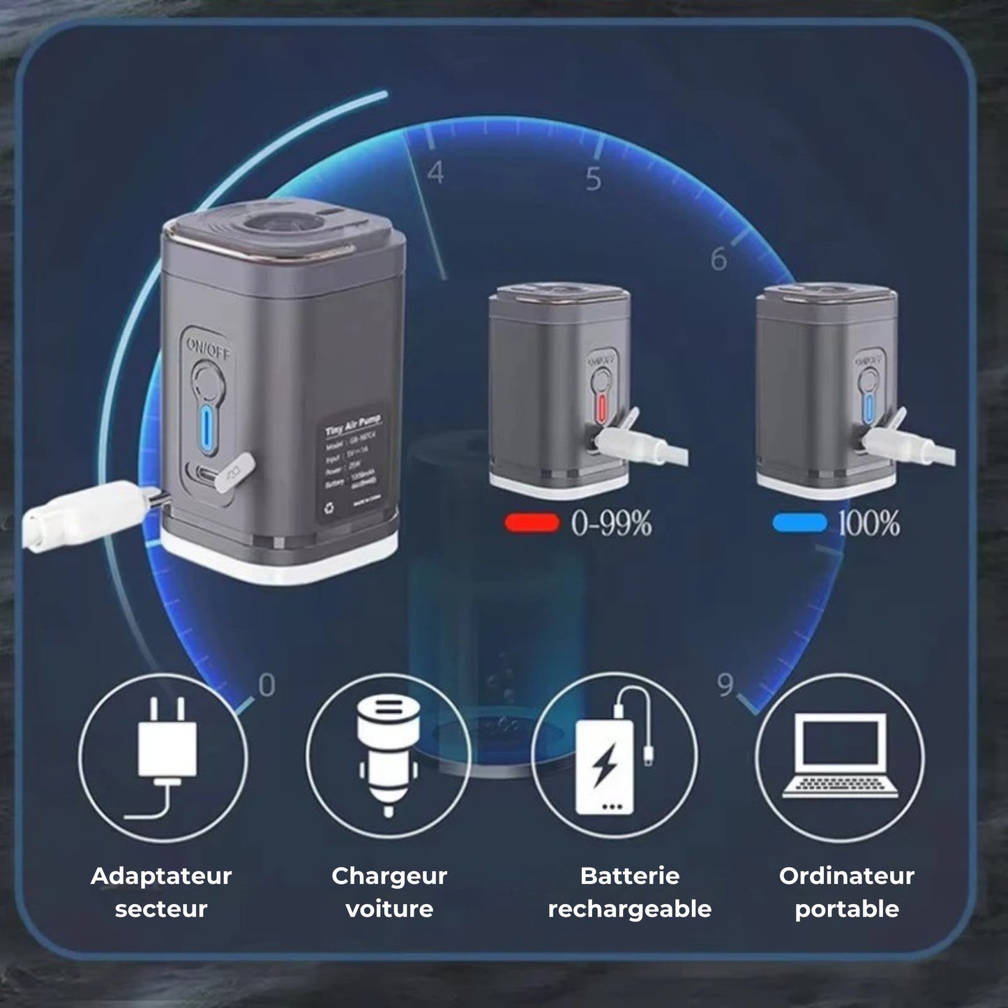 AirPump 3-en-1  L’Essentiel du Voyage Compact et Puissant