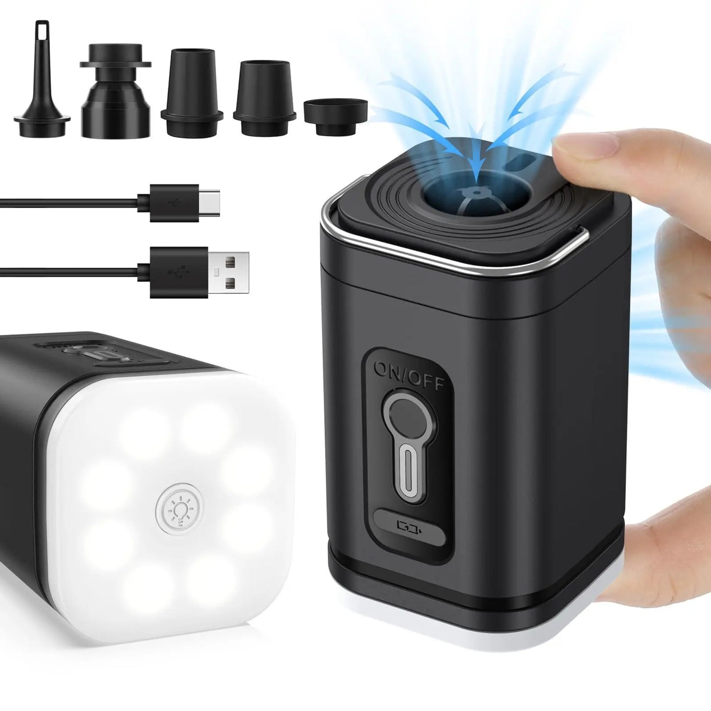 AirPump 3-en-1  L’Essentiel du Voyage Compact et Puissant
